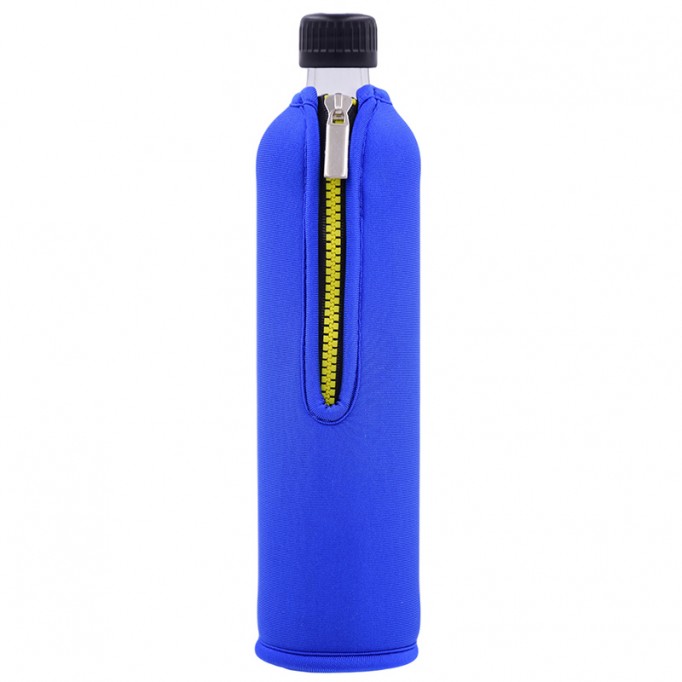 Sklenená fľaša 0,5 l v neopréne modrá, H1230-03