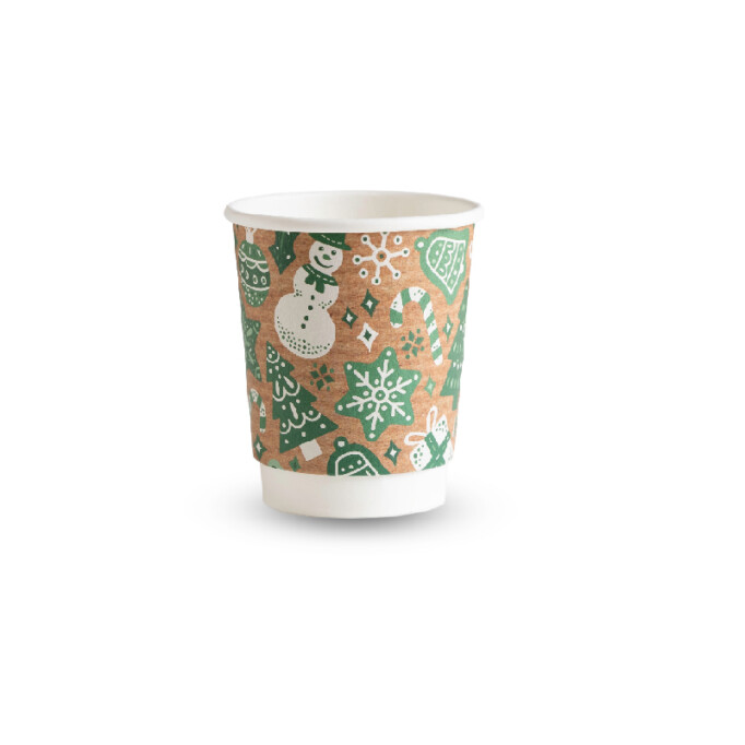 Eko pohár na kávu 220ml, dvojstenný, vianočný, 25ks VDW-8-XMAS23